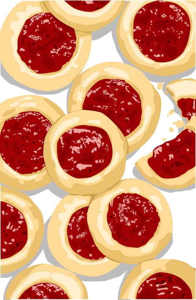 Delicious mini Strawberry pie jam pastry. Red pie bakery vector