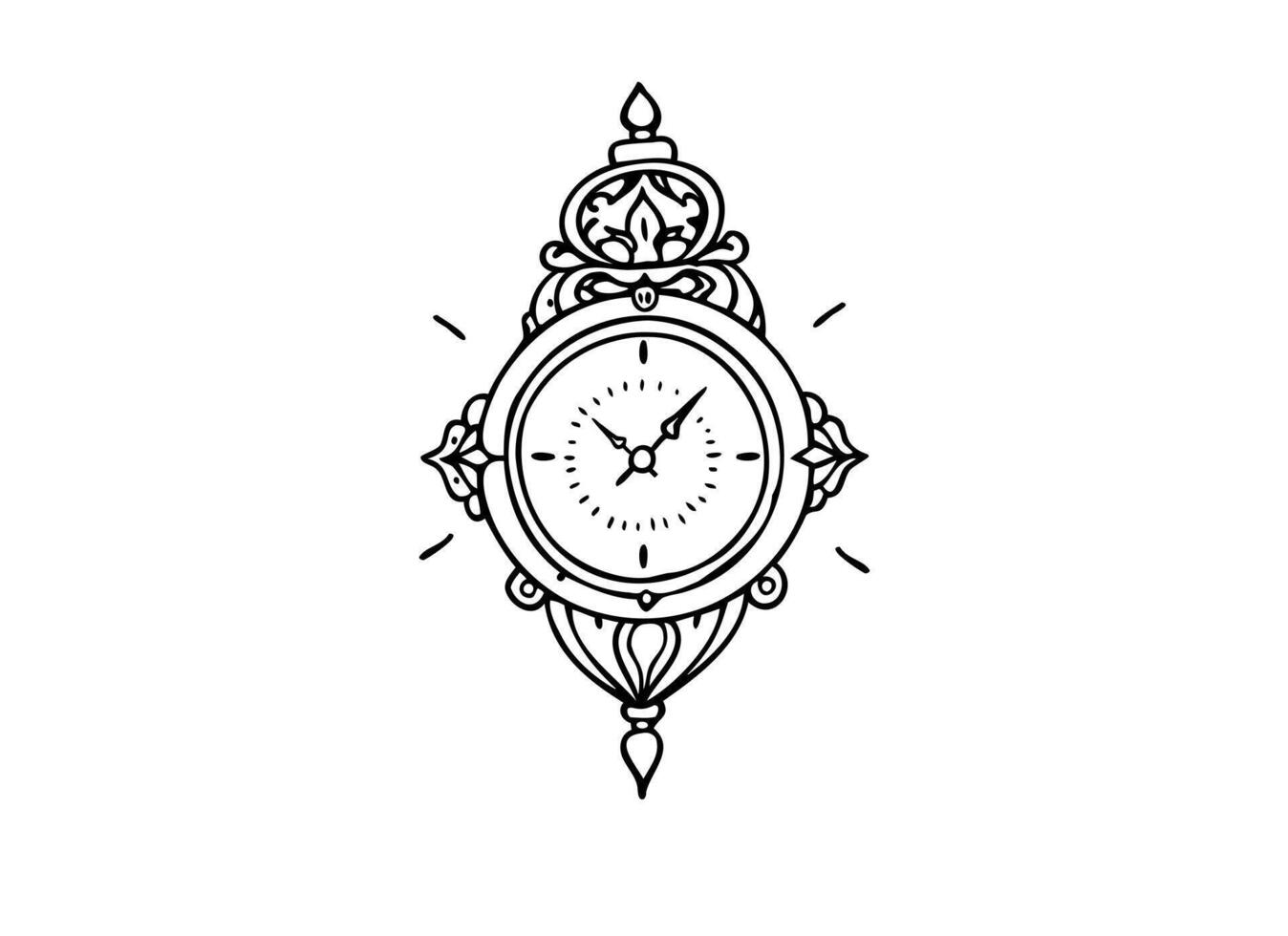 Elegant Vintage Clock Illustration Intricate Wall Clock Design vector