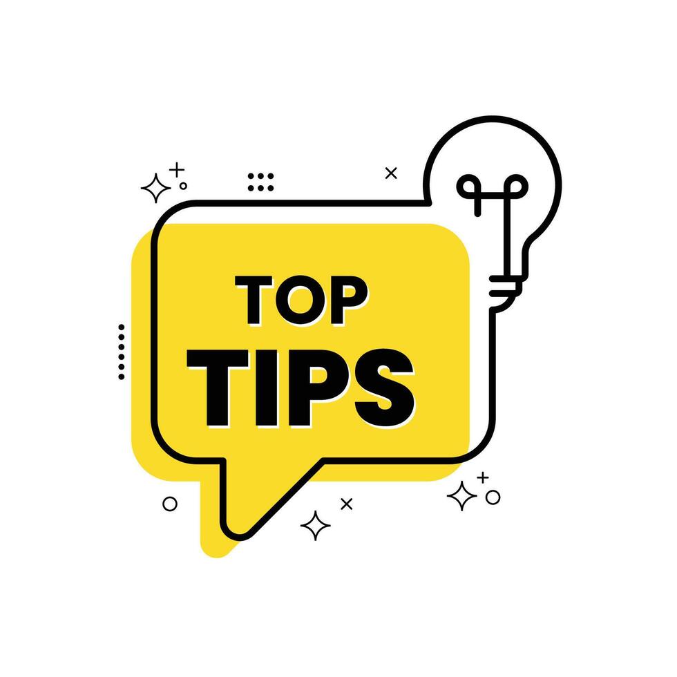 Top tips geometric message bubble with light bulb emblem. Banner design for business and advertising. illustration. vector