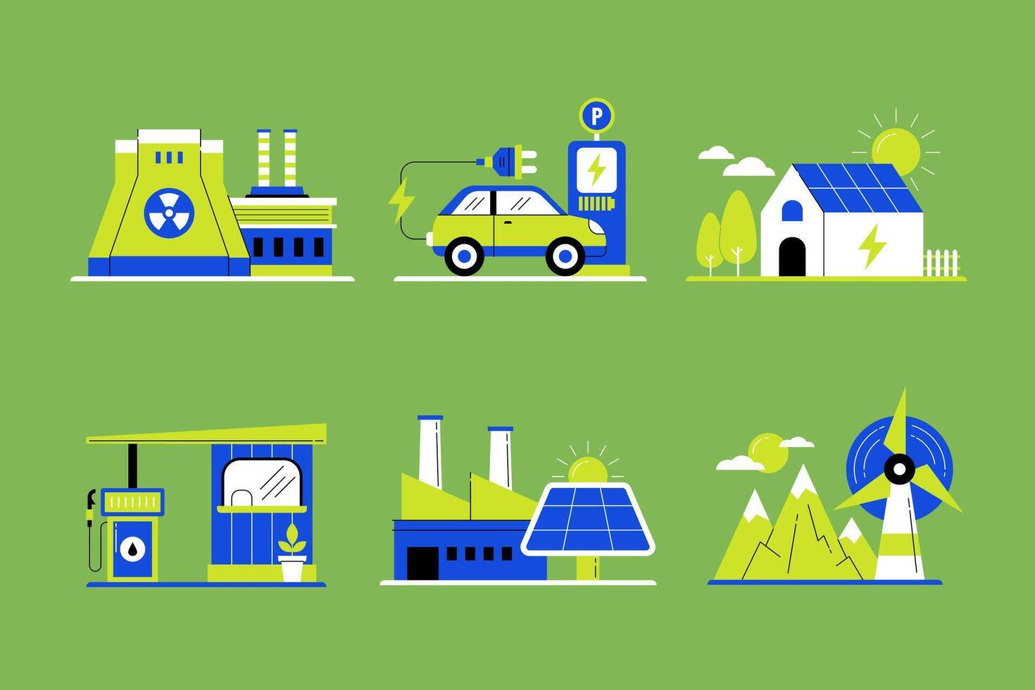 Illustration of Diverse Energy Sources vector
