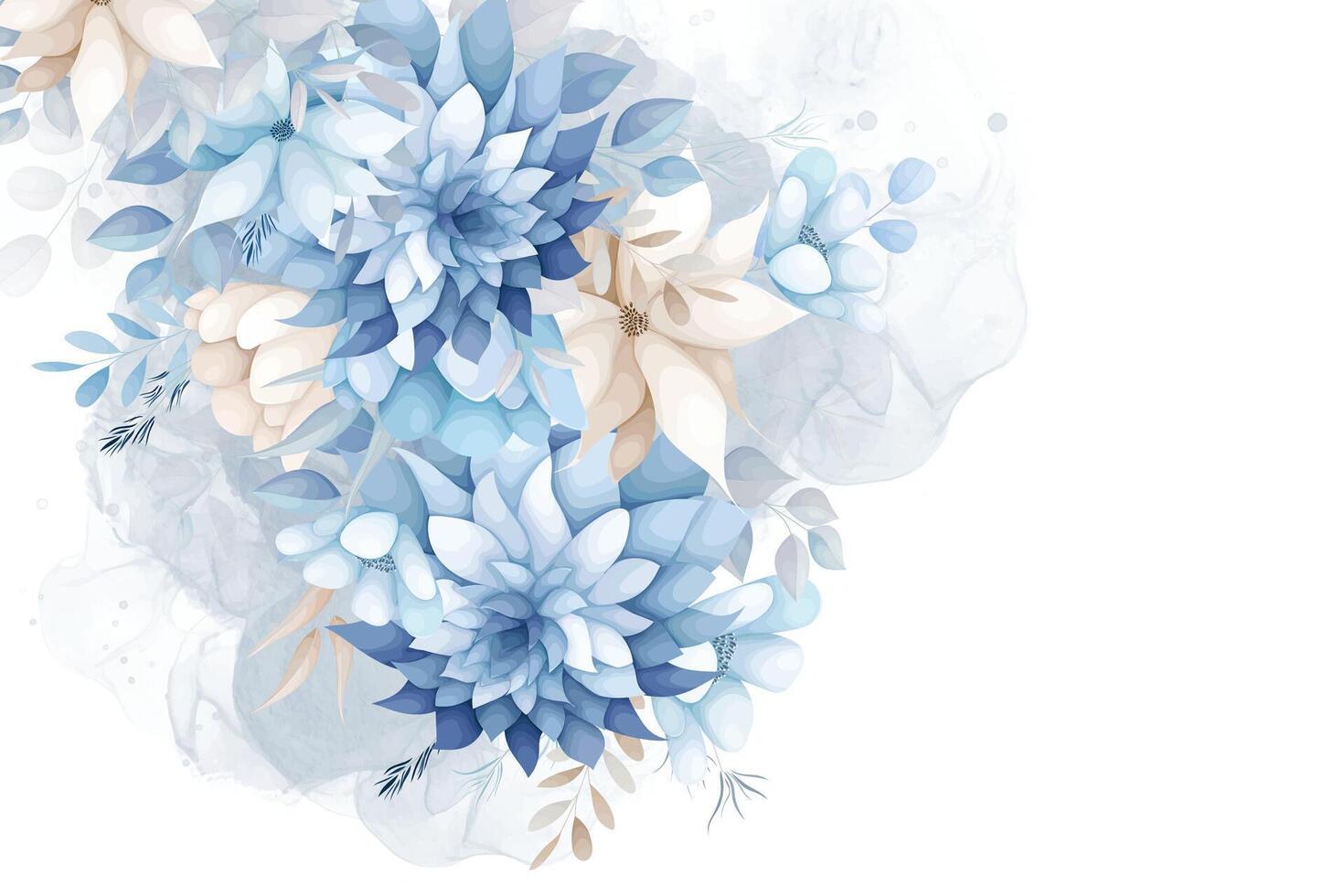 beautiful elegant white blue and beige floral background vector
