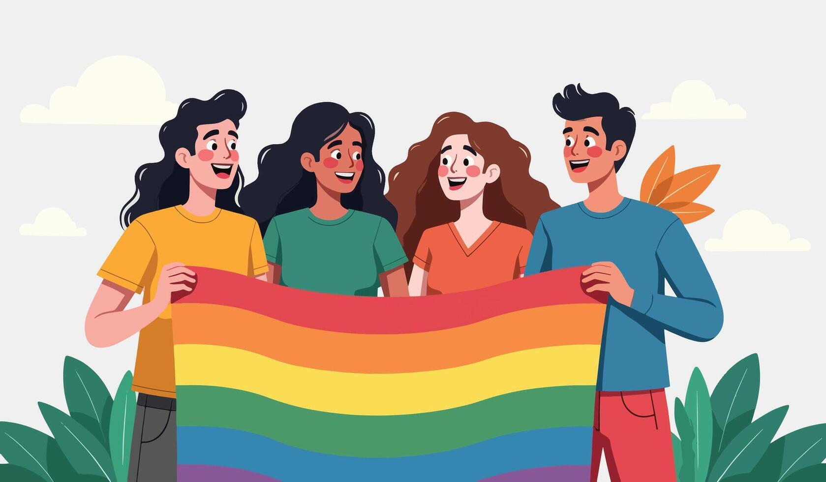 Unity in Diversity A Cheerful LGBTQ Celebration vector