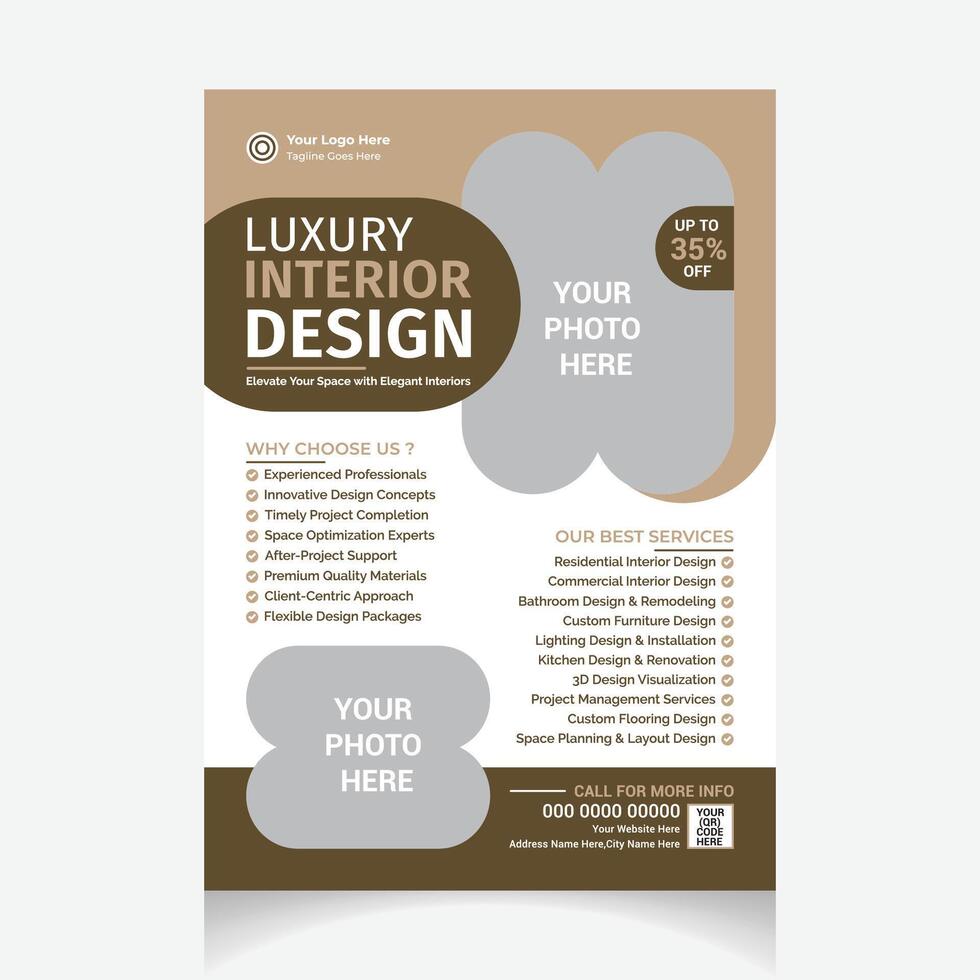 editable Luxury interior design flyer template layout vector