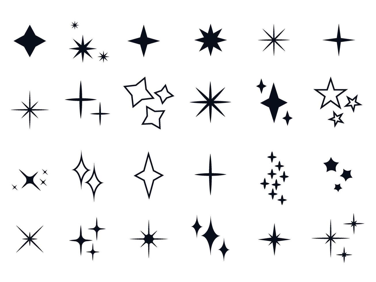 Graphic design elements set includes sparks and stars vector