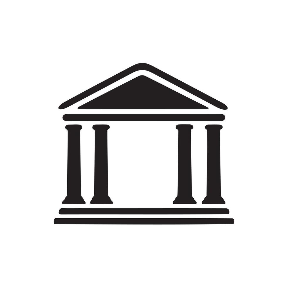 A bank in building icon silhouette on white background vector