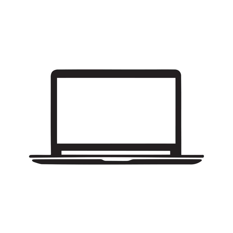A laptop computer icon silhouette on white background vector