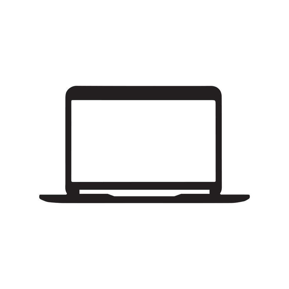 An open laptop computer icon silhouette on white background vector