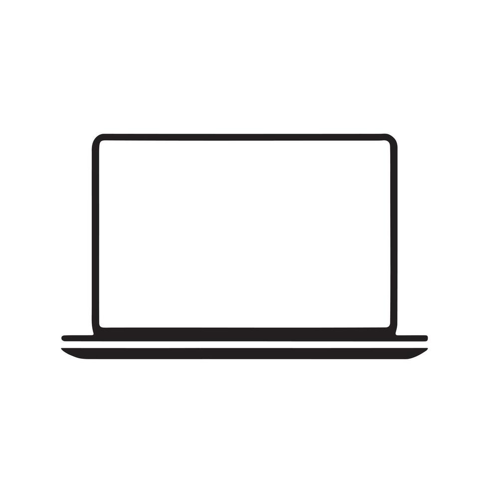 An open laptop icon silhouette on white background vector