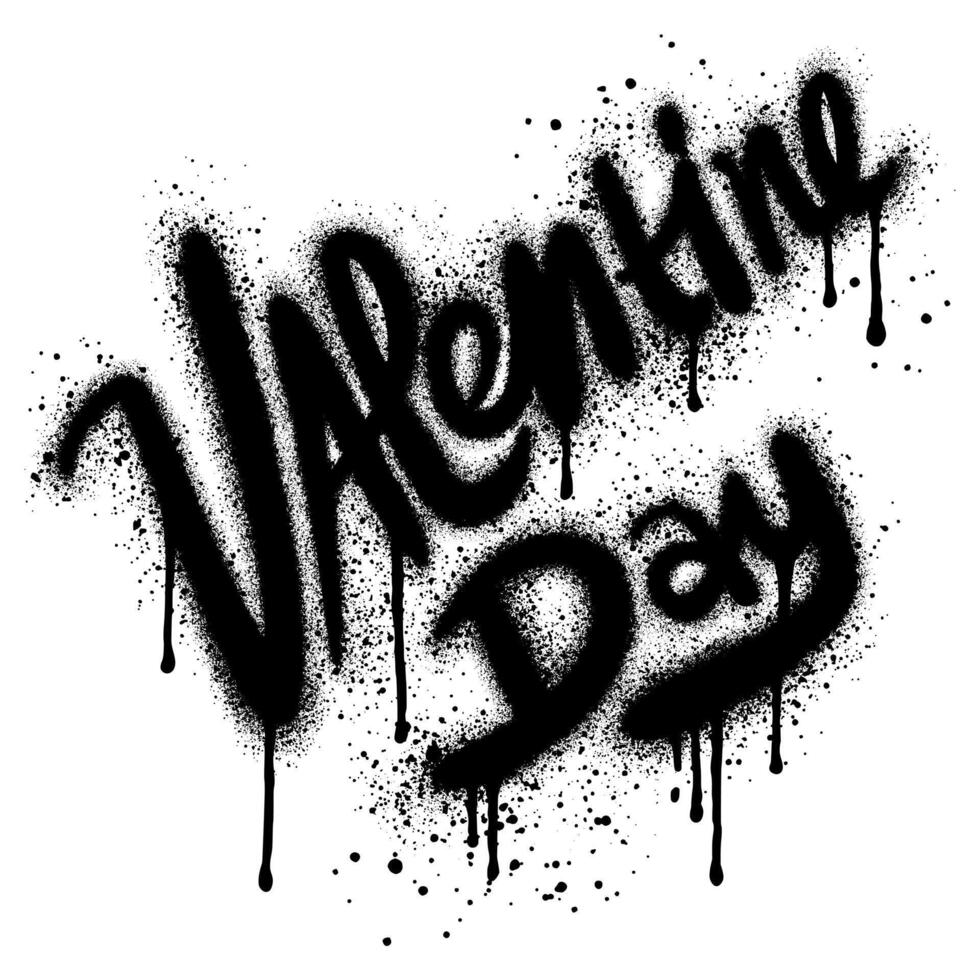 graffiti Valentine Day text sprayed in black over white. vector