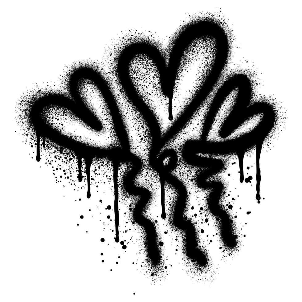 graffiti heart balloon sprayed in black over white. vector