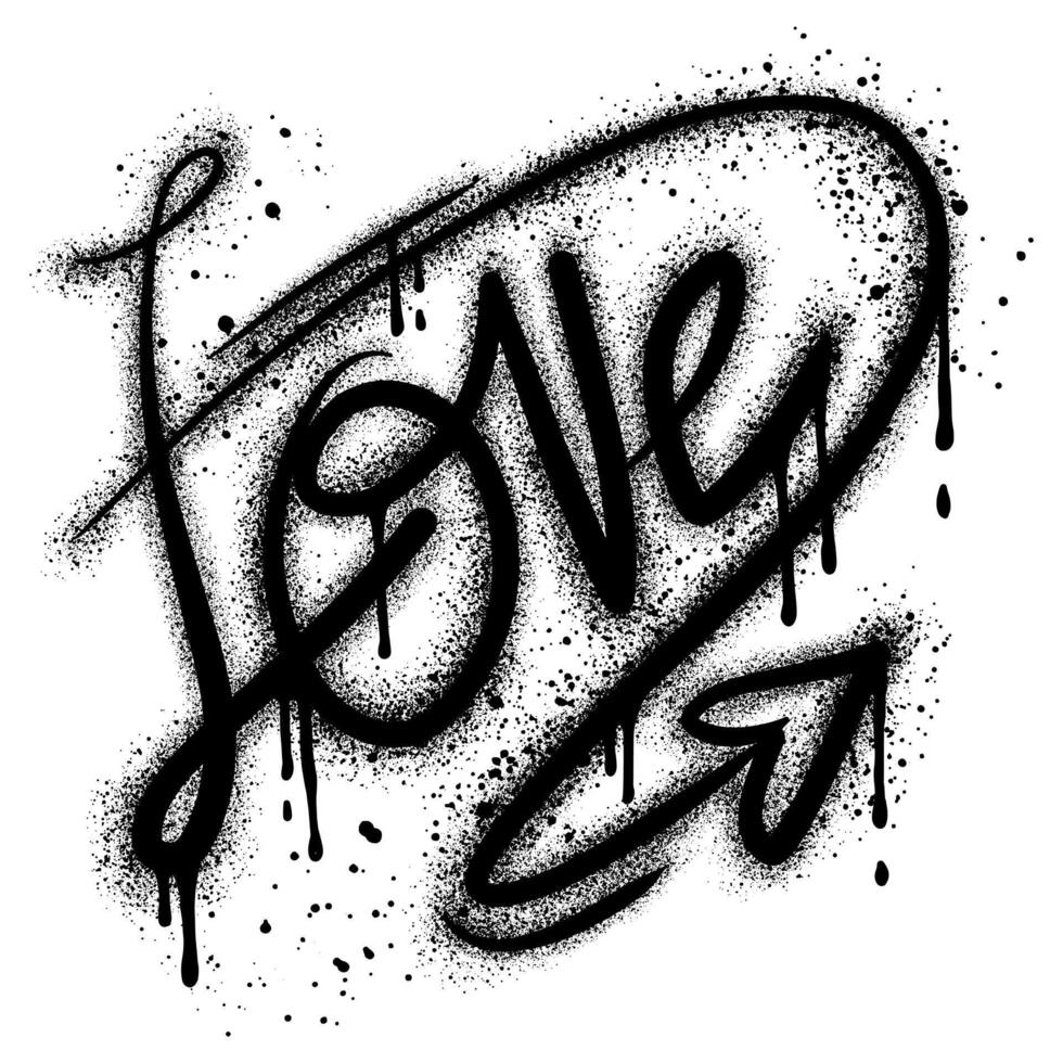 Graffiti love word Sprayed isolated on white background with arrow symbol vector