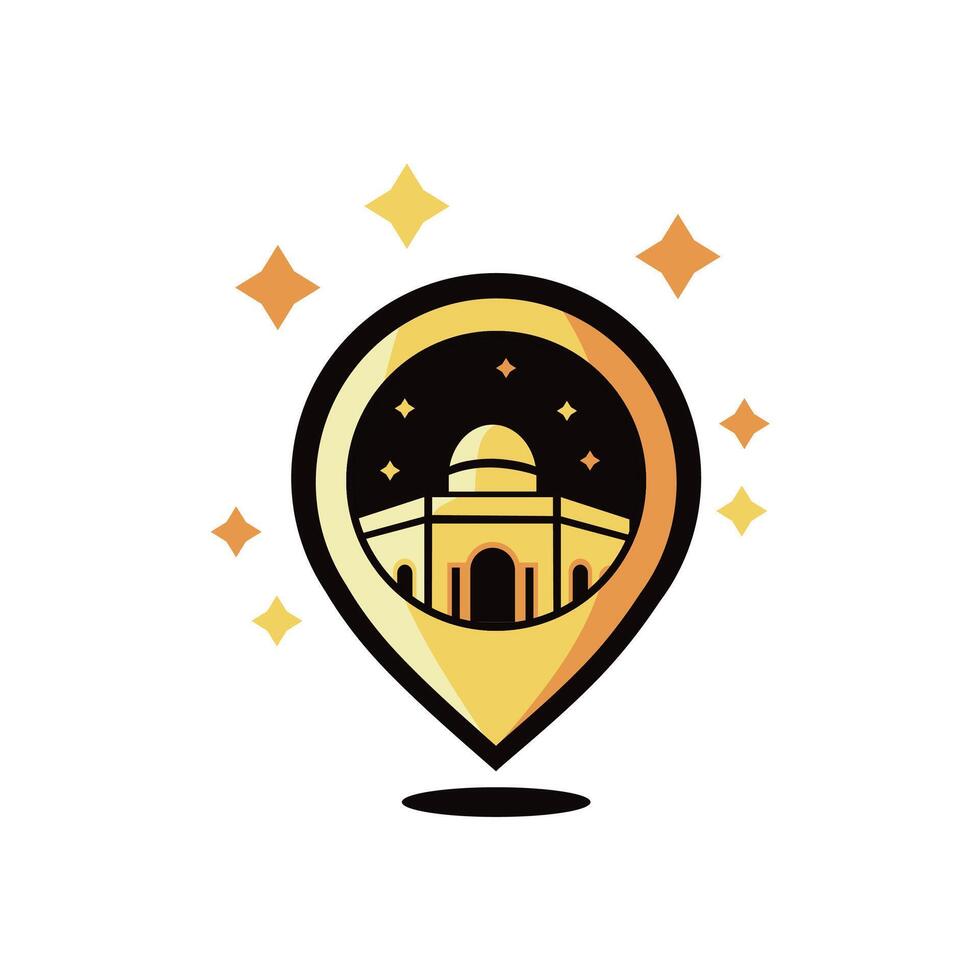 islamic maps icon and mosque illustration vector