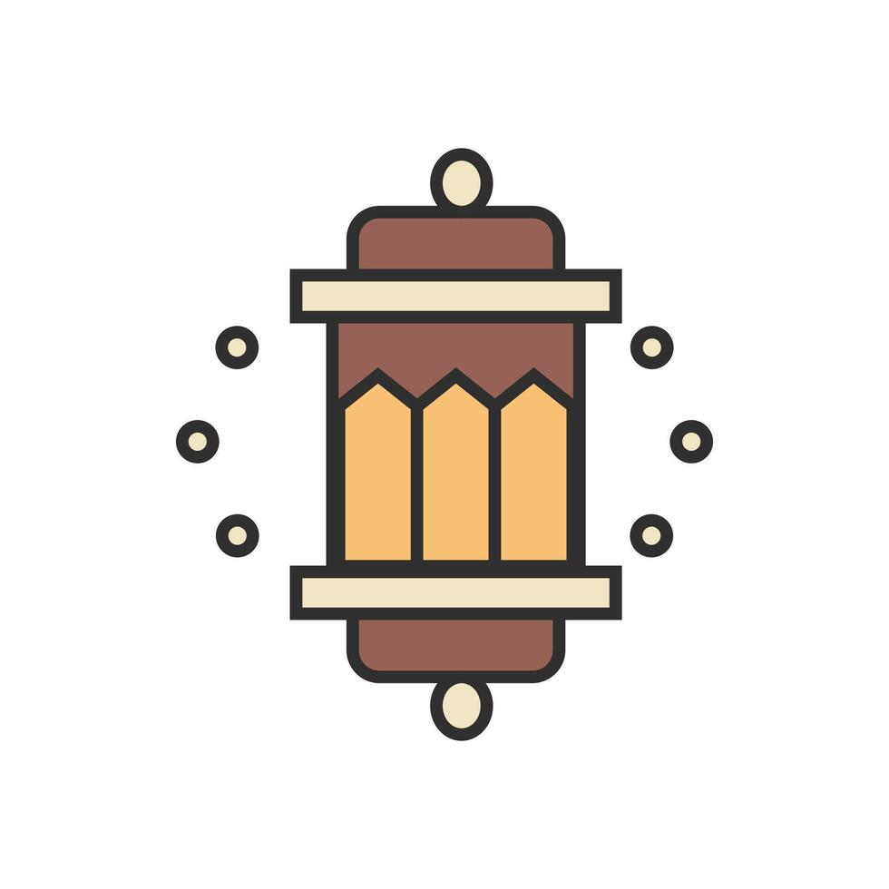 Islamic symbol flat icon isolated on white background, islamic brown lantern icon ramadan vector