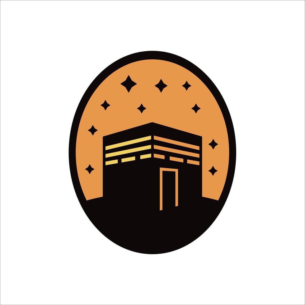 Kaaba icon with star decoration vector