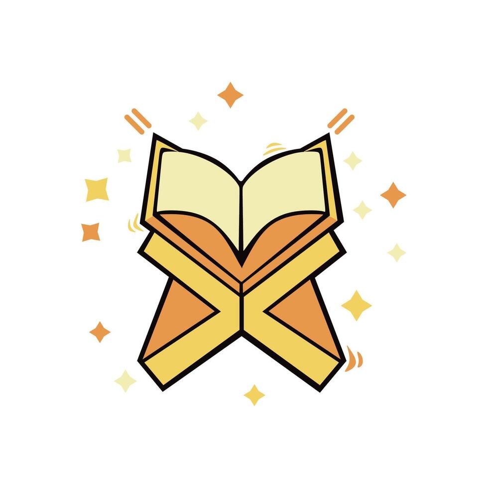 icon of an open Koran is gold vector