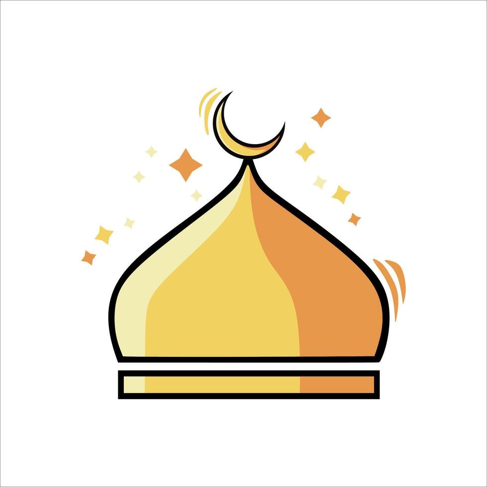 Islamic symbol flat icon isolated on white background, islamic gold dome icon ramadan vector
