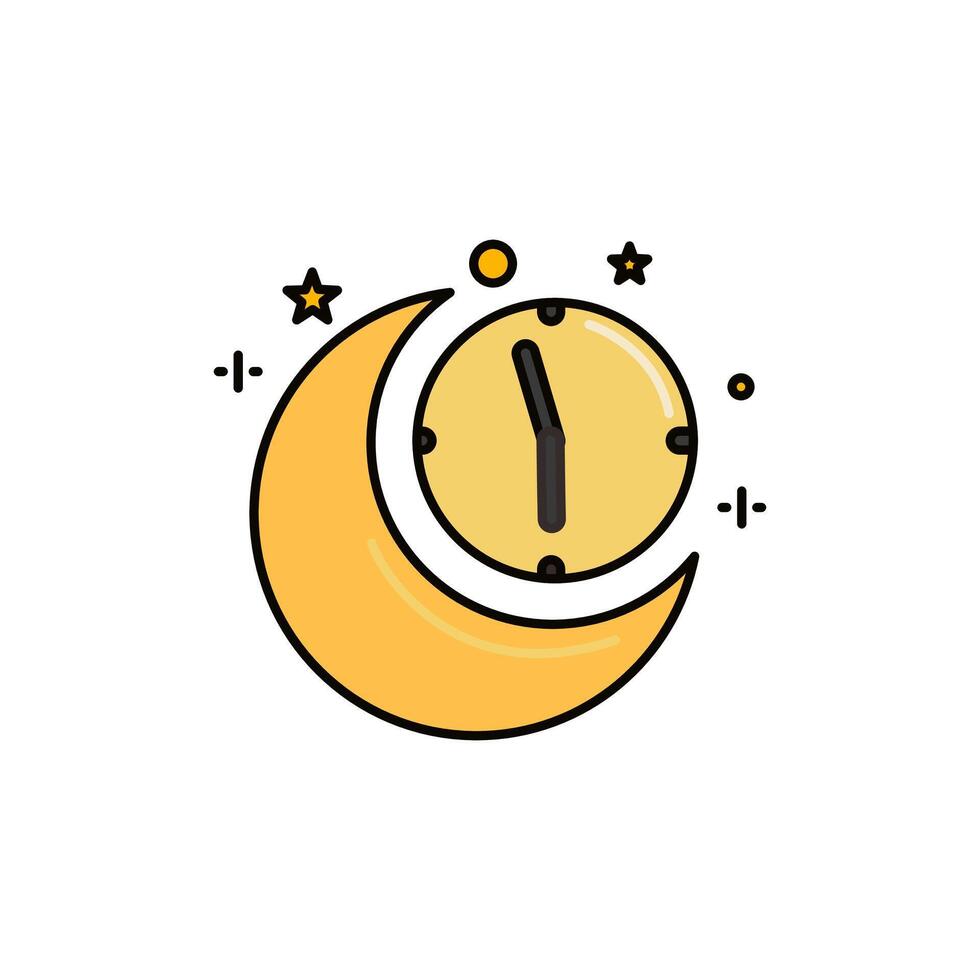 gold moon and clock icon vector