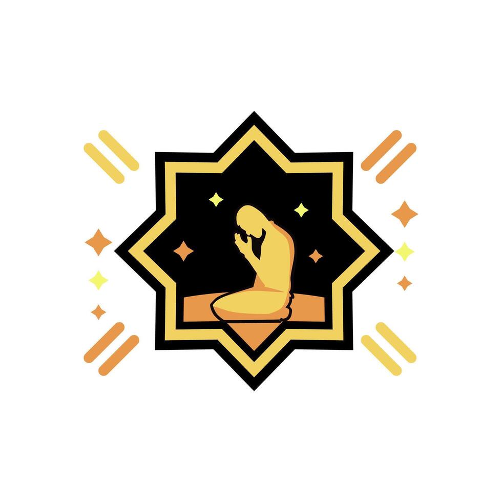 icon of man praying in mandala pattern vector
