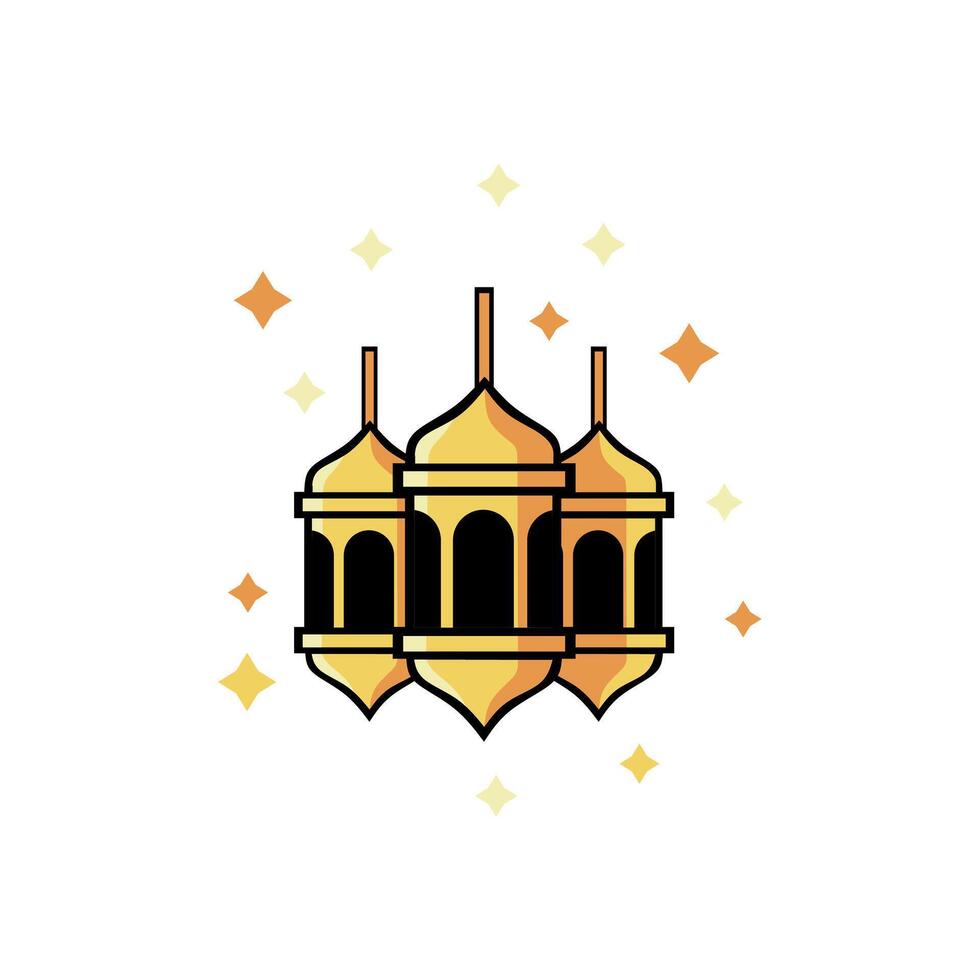Islamic symbol flat icon isolated on white background, islamic 3 lantern icon ramadan vector