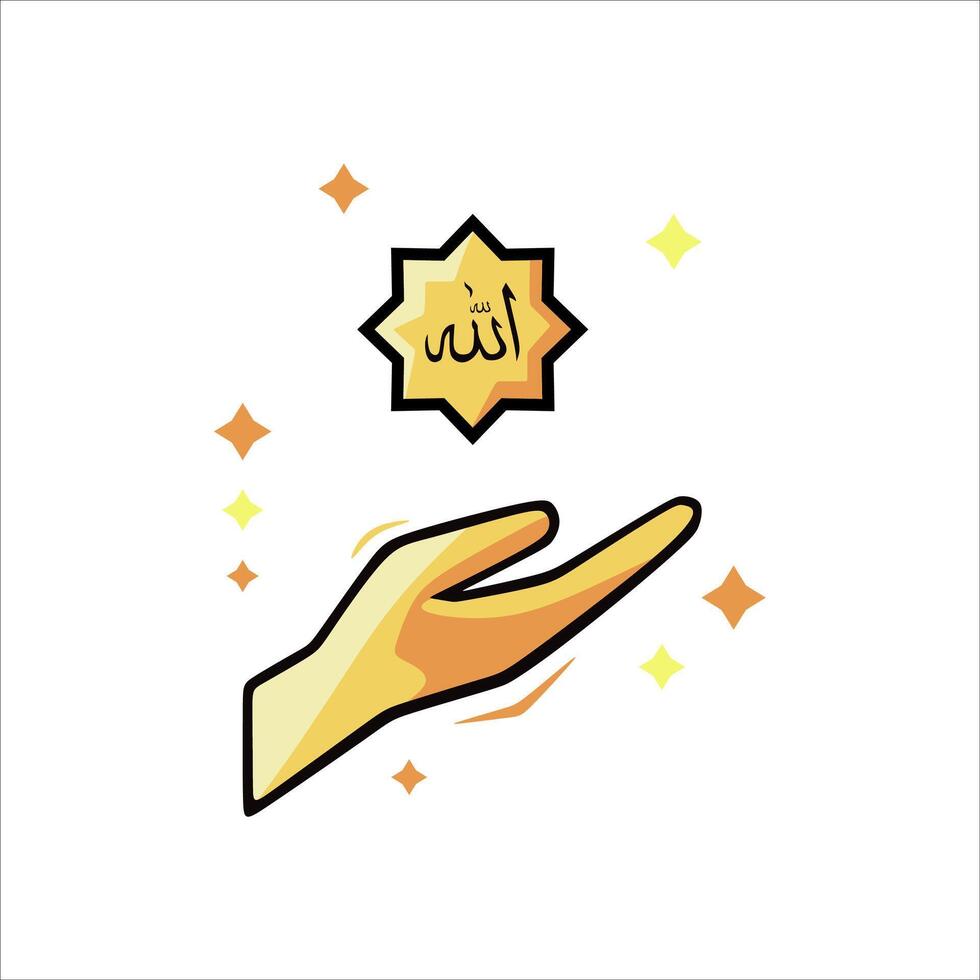 icon of a hand raising the word Allah vector