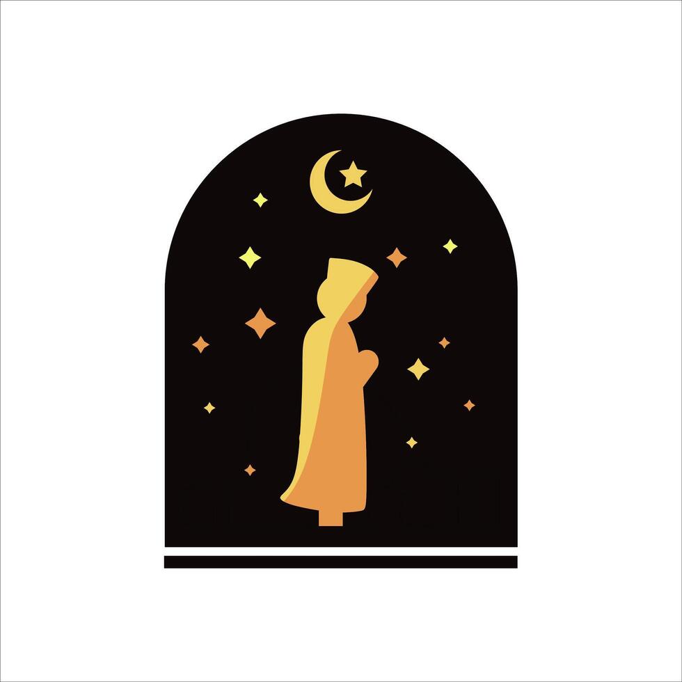 Islamic symbol flat icon isolated on white background, islamic pray icon ramadan vector