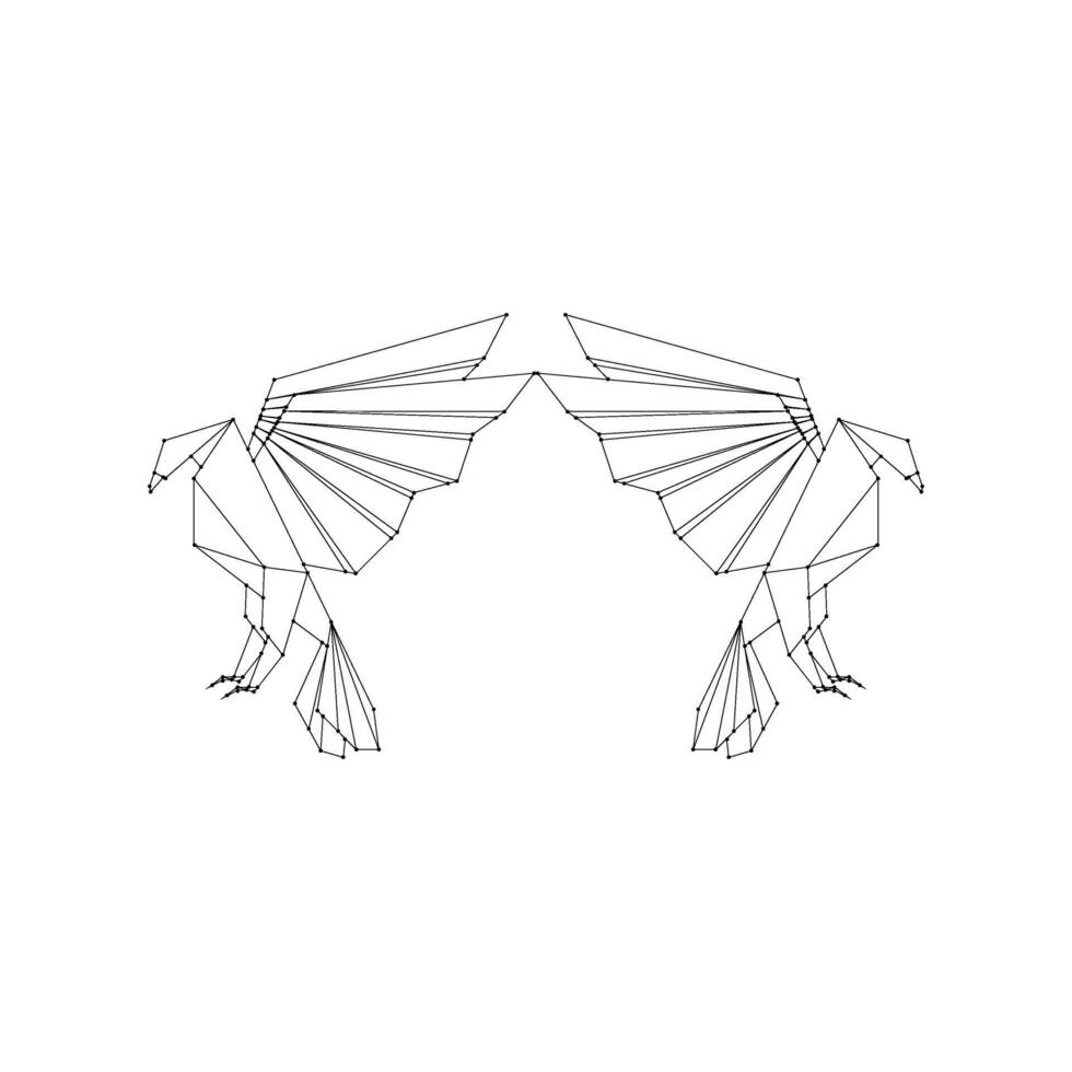 Pair Eagle Polygonal Lines, can use for Logo, Pictogram, Bird Figure, Website, Apps, or Graphic Design Element. Series 2 vector