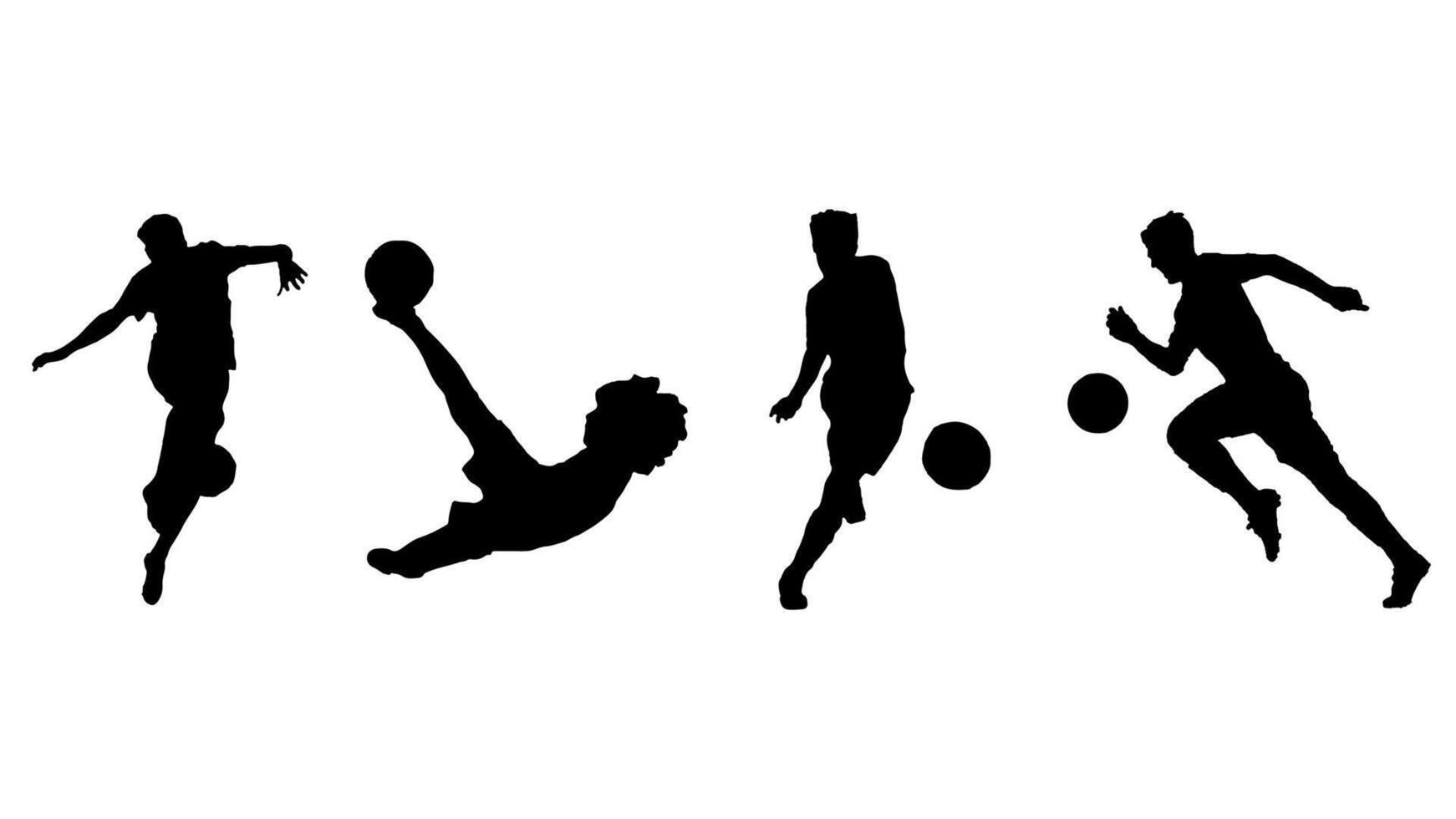 several silhouettes of processional football players vector