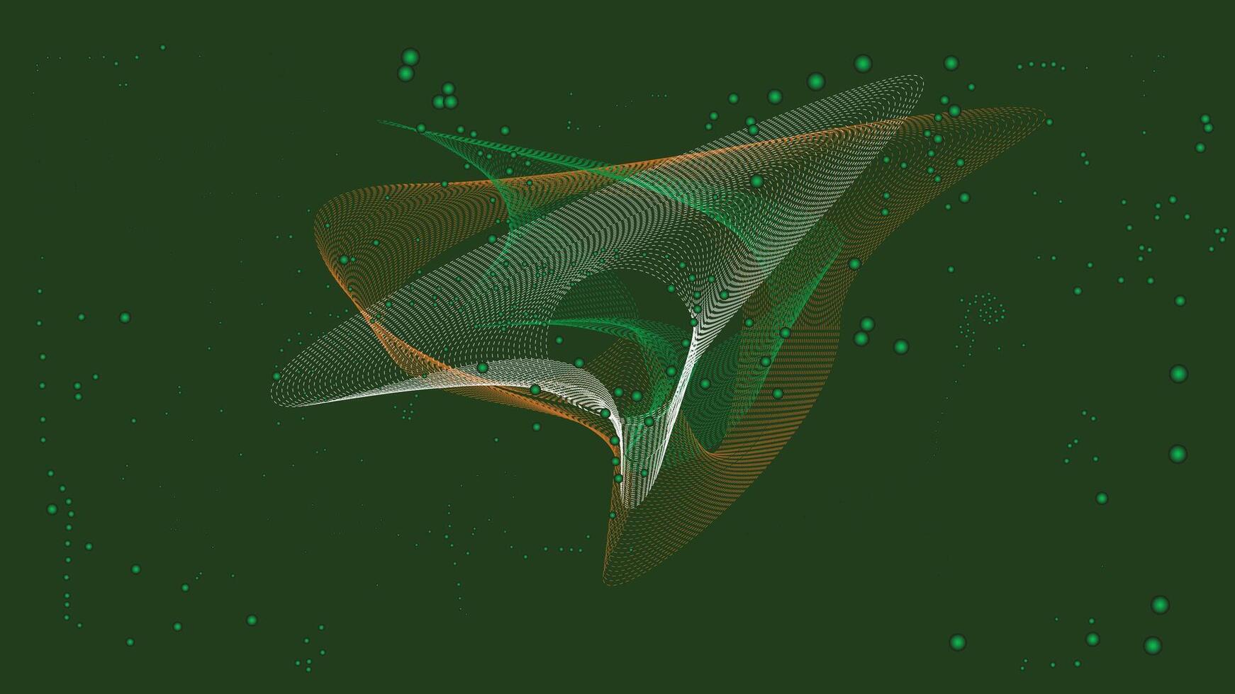 Abstract background of particle waves with dark green color vector