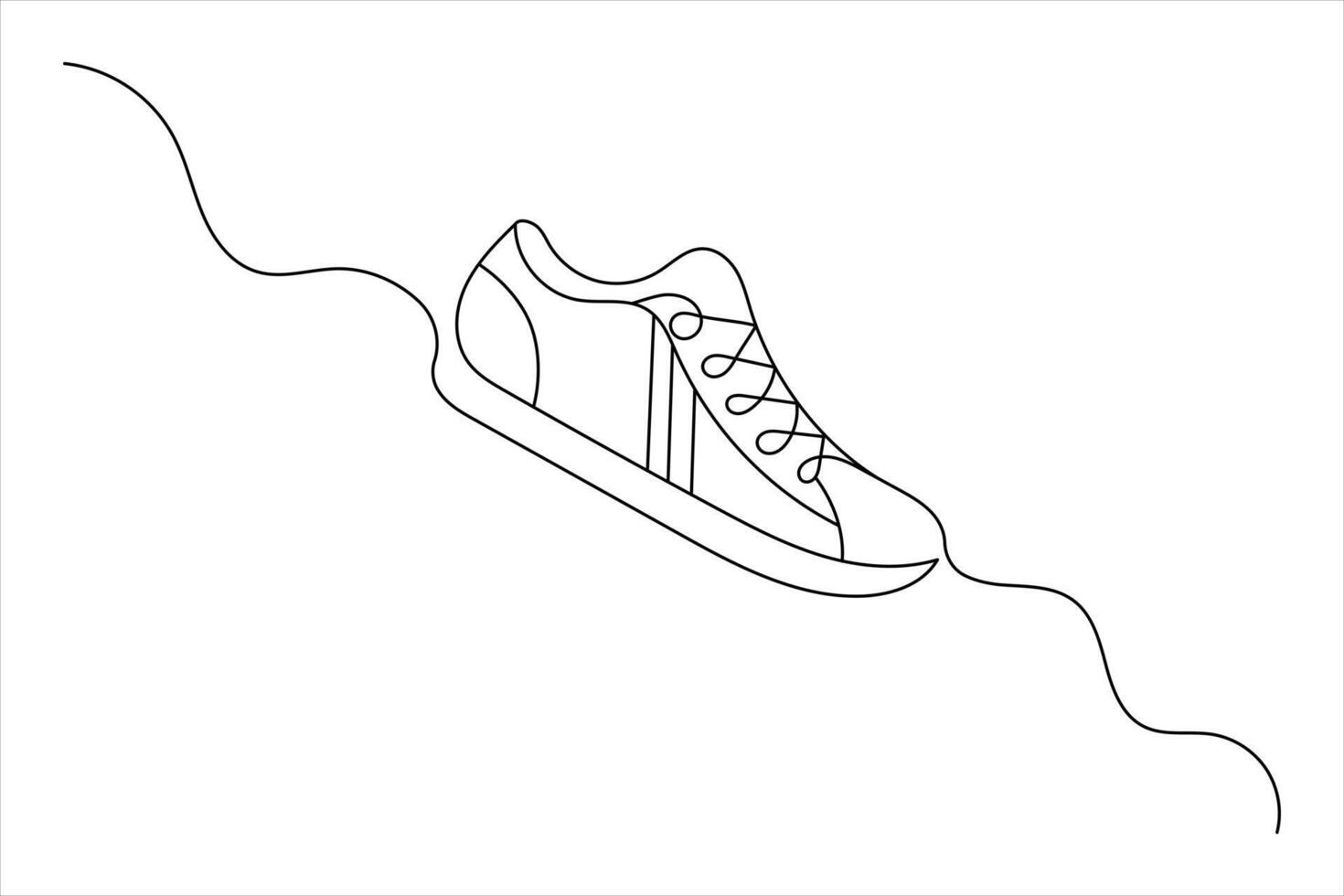 Running shoe one line drawing of isolated continuous line art vector