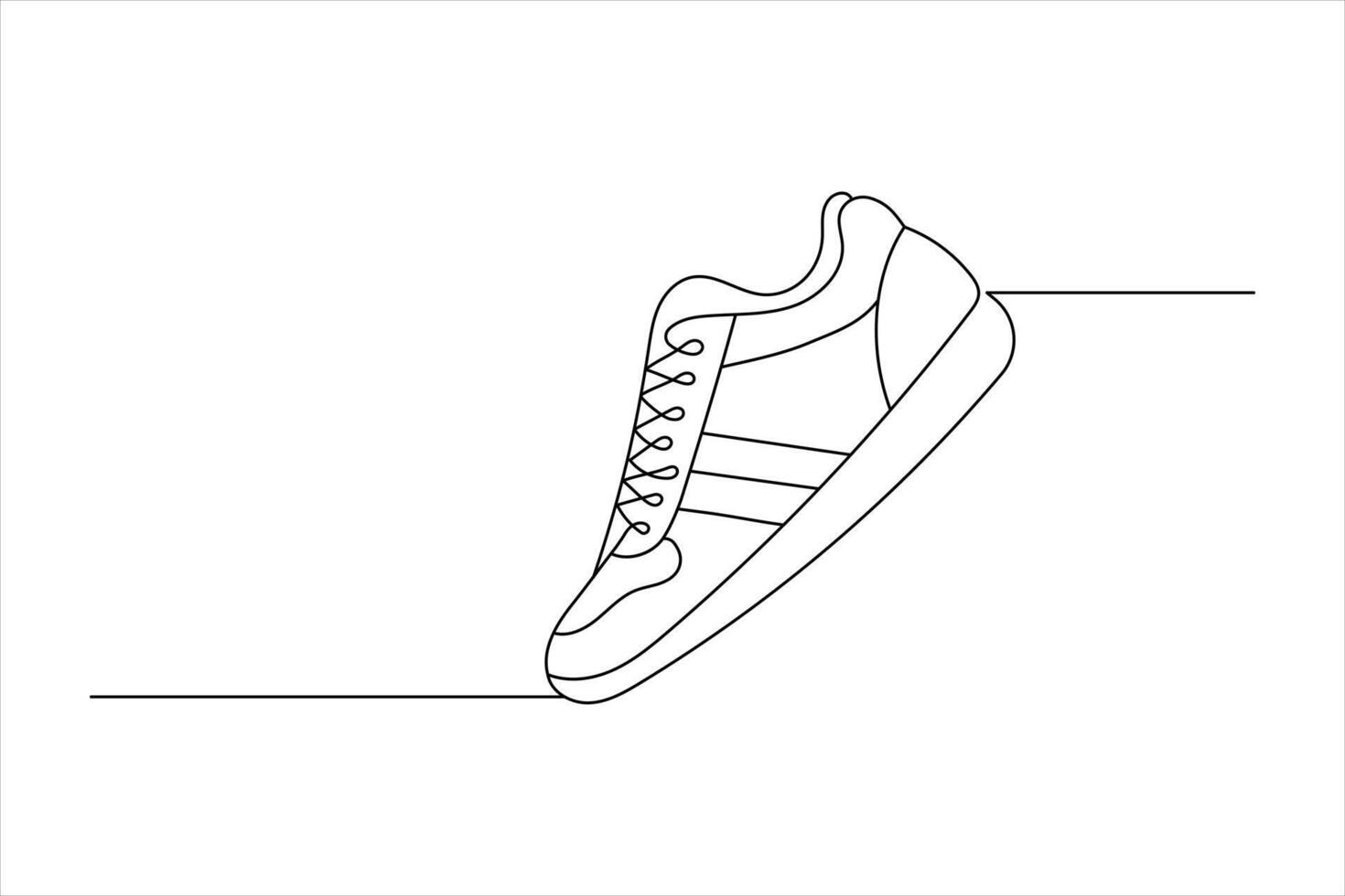 Sport shoes one line drawing of isolated continuous outline icon vector