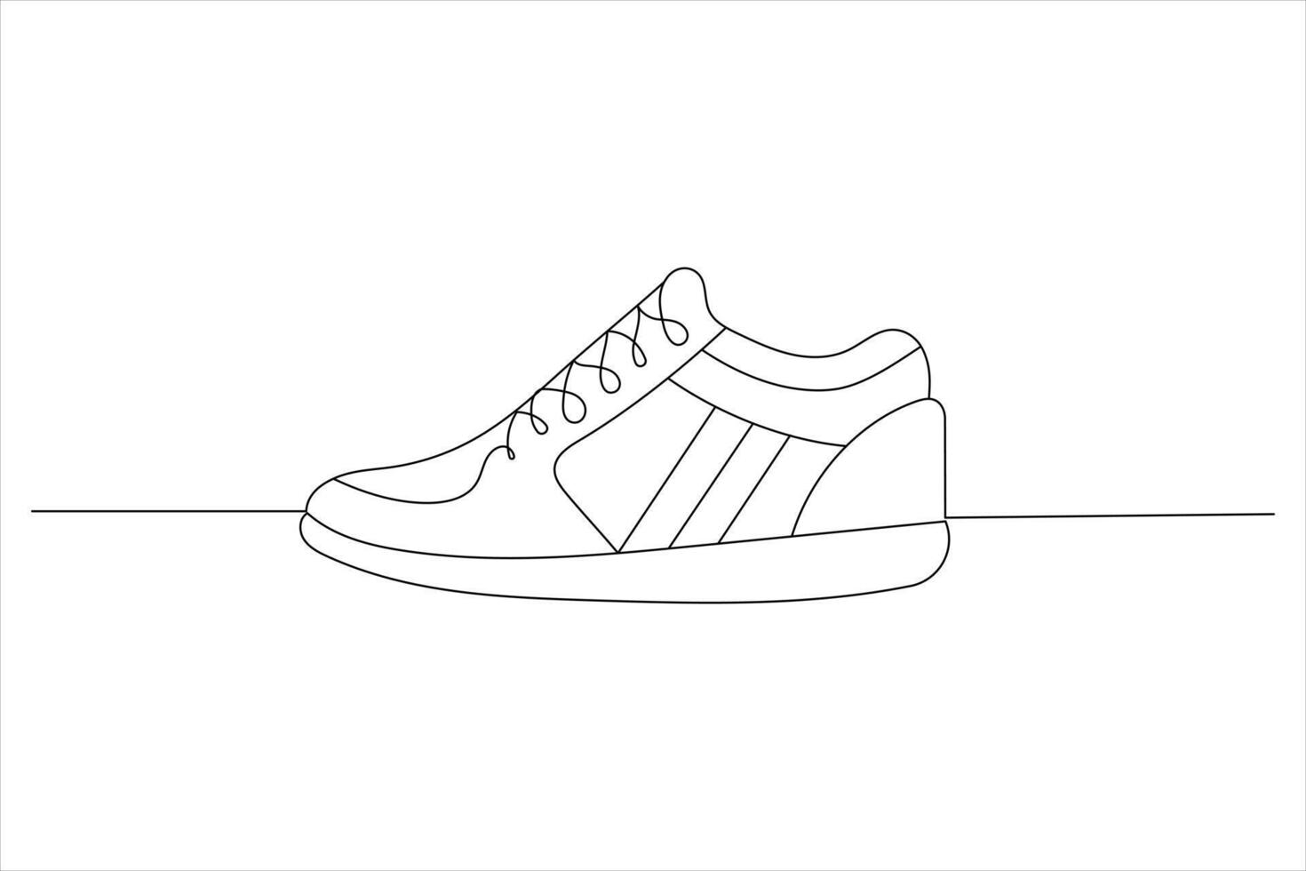 Sport shoes single line drawing of isolated continuous outline icon vector