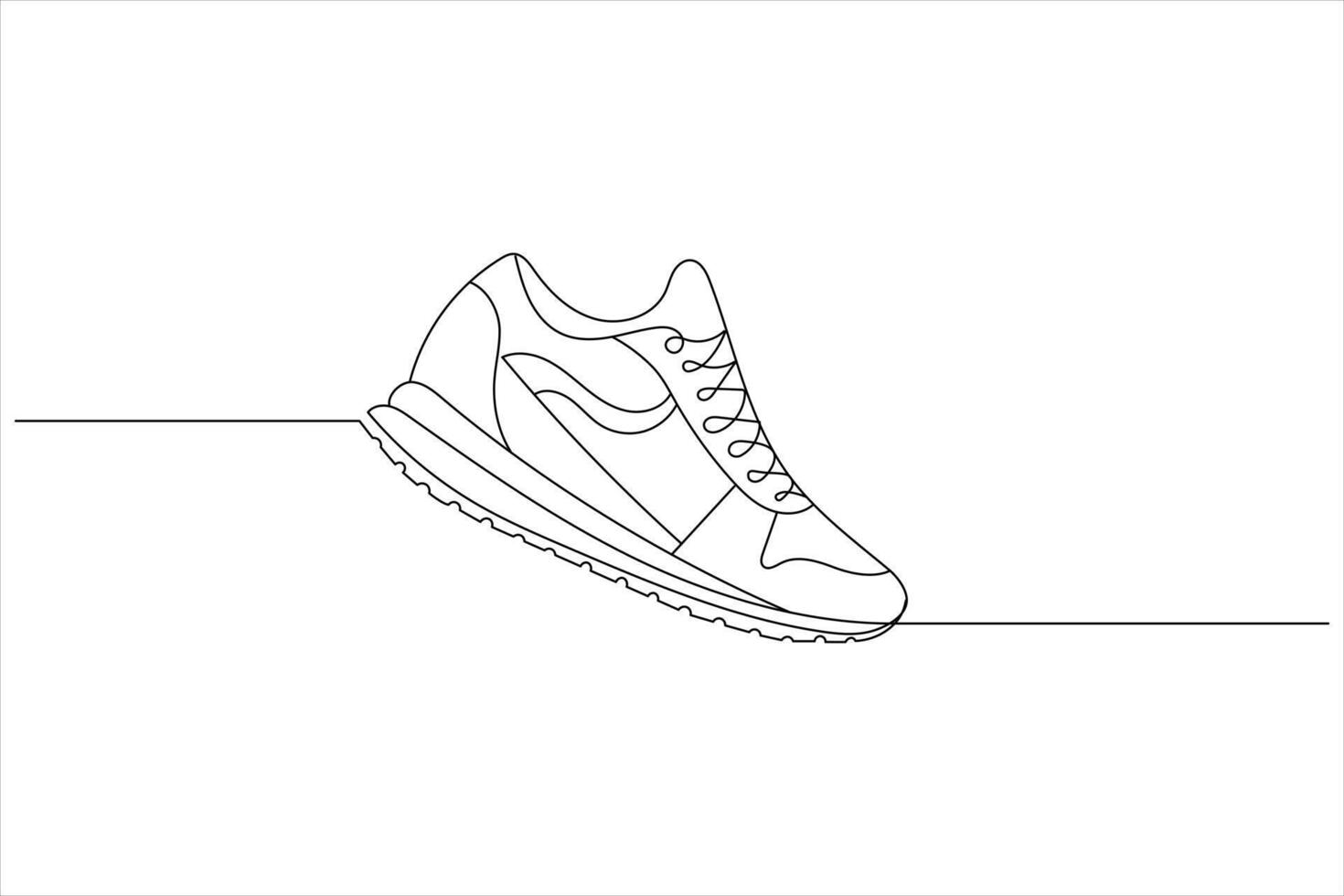 Shoe single line drawing of isolated continuous outline icon vector