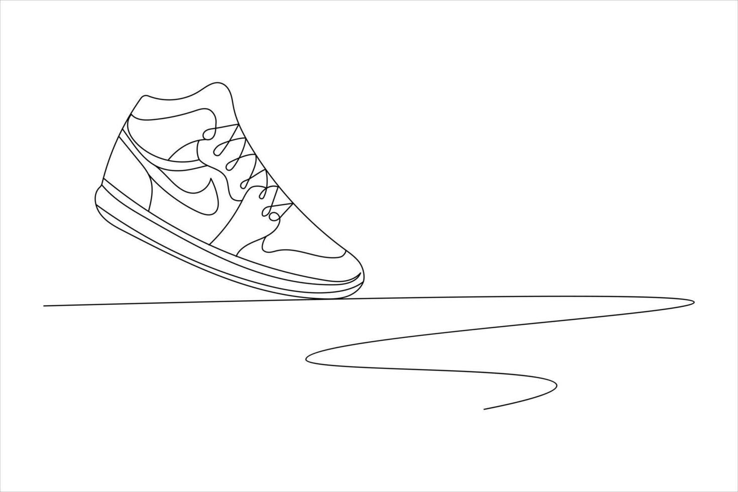 Sport shoes line drawing of isolated continuous outline icon vector