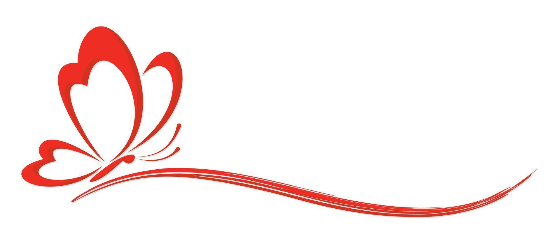 A logo of the stylized red flying butterfly. vector