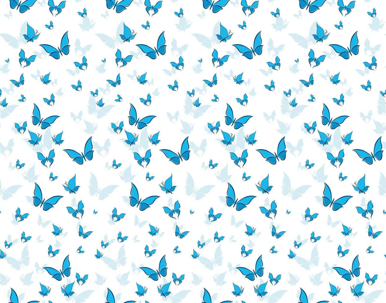 A seamless background with flying blue butterflies. vector
