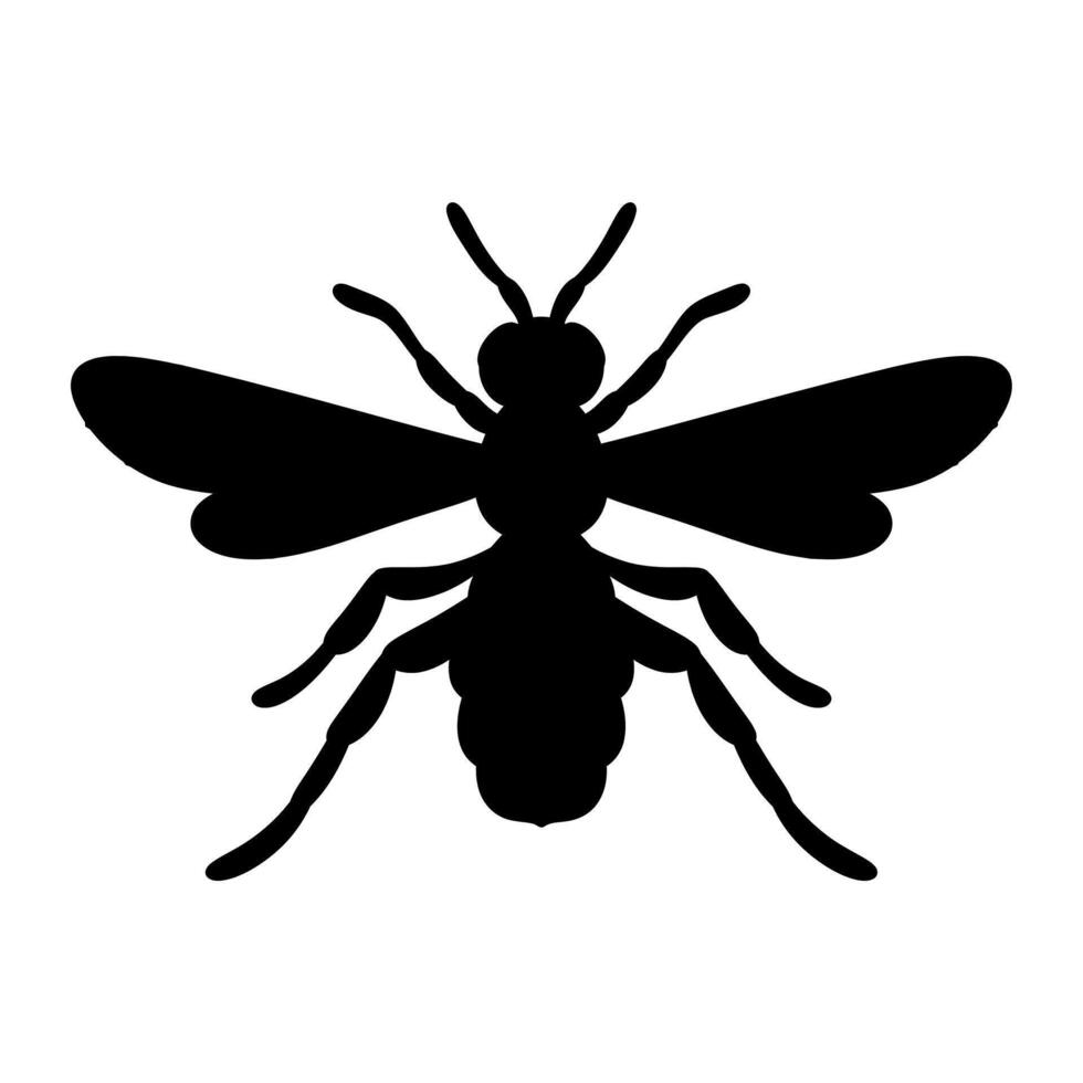 illustration of a minimalist bee silhouette in black on a white background vector