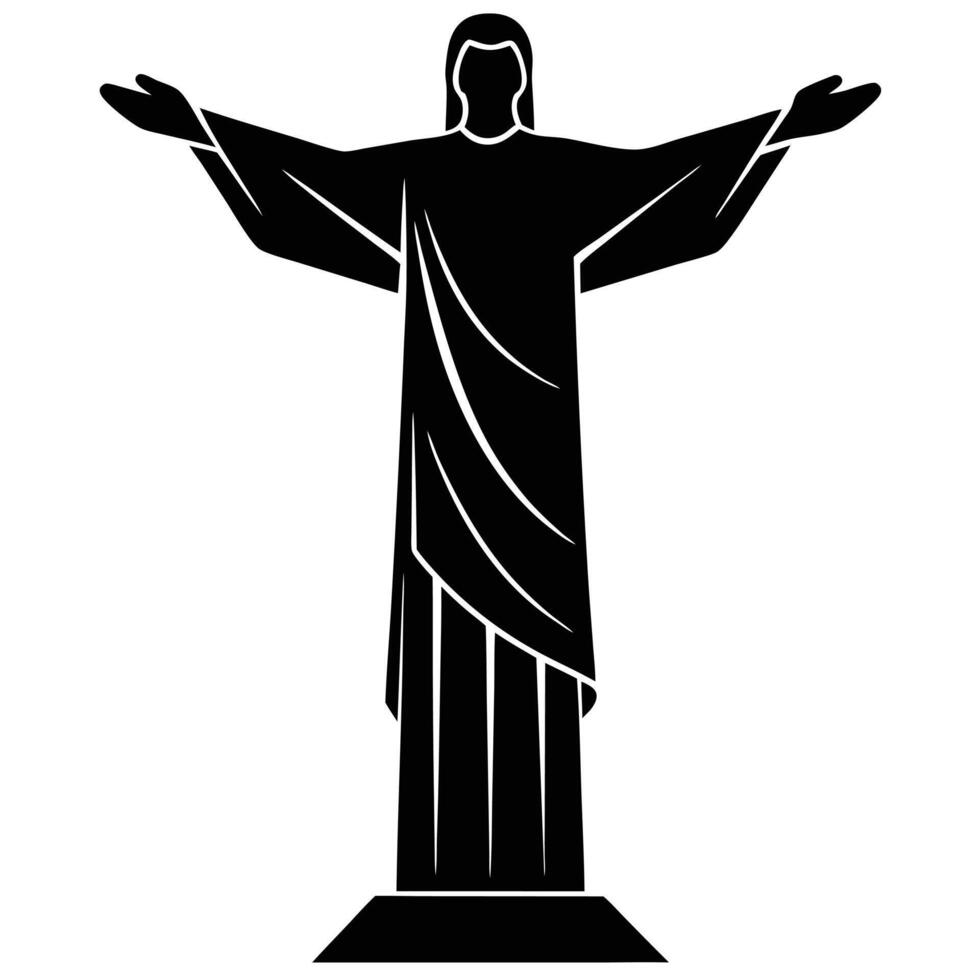 Christ the Redeemer Silhouette on White Background vector