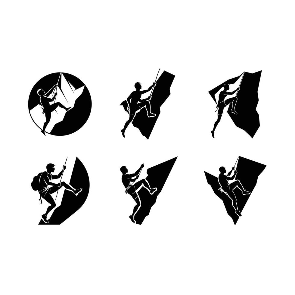 Rock Climbing Design and Linocut Silhouette Artwork vector