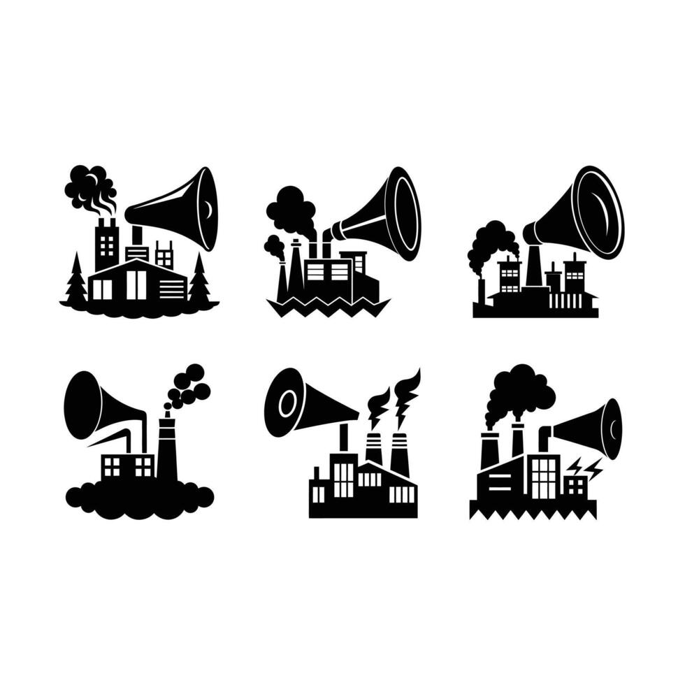 Noise Pollution Linocut Silhouette Design vector