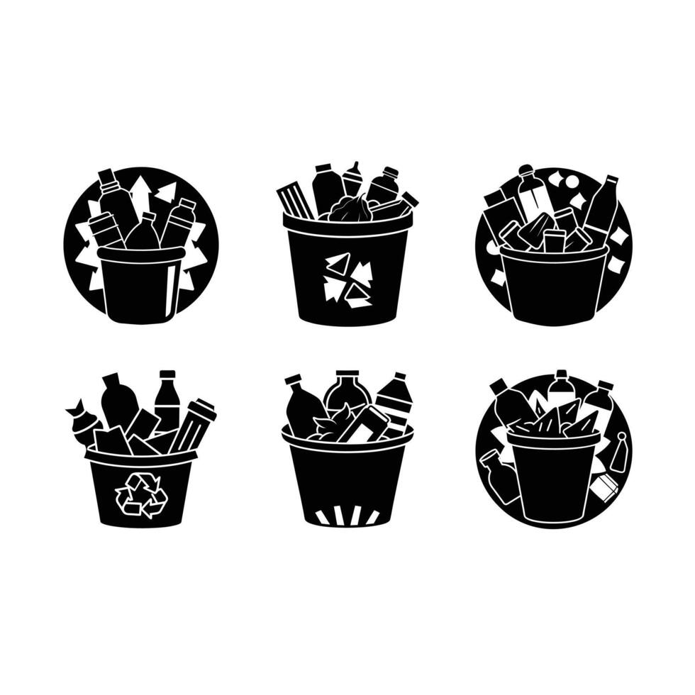 Plastic Waste Design - and Linocut Silhouette Art vector