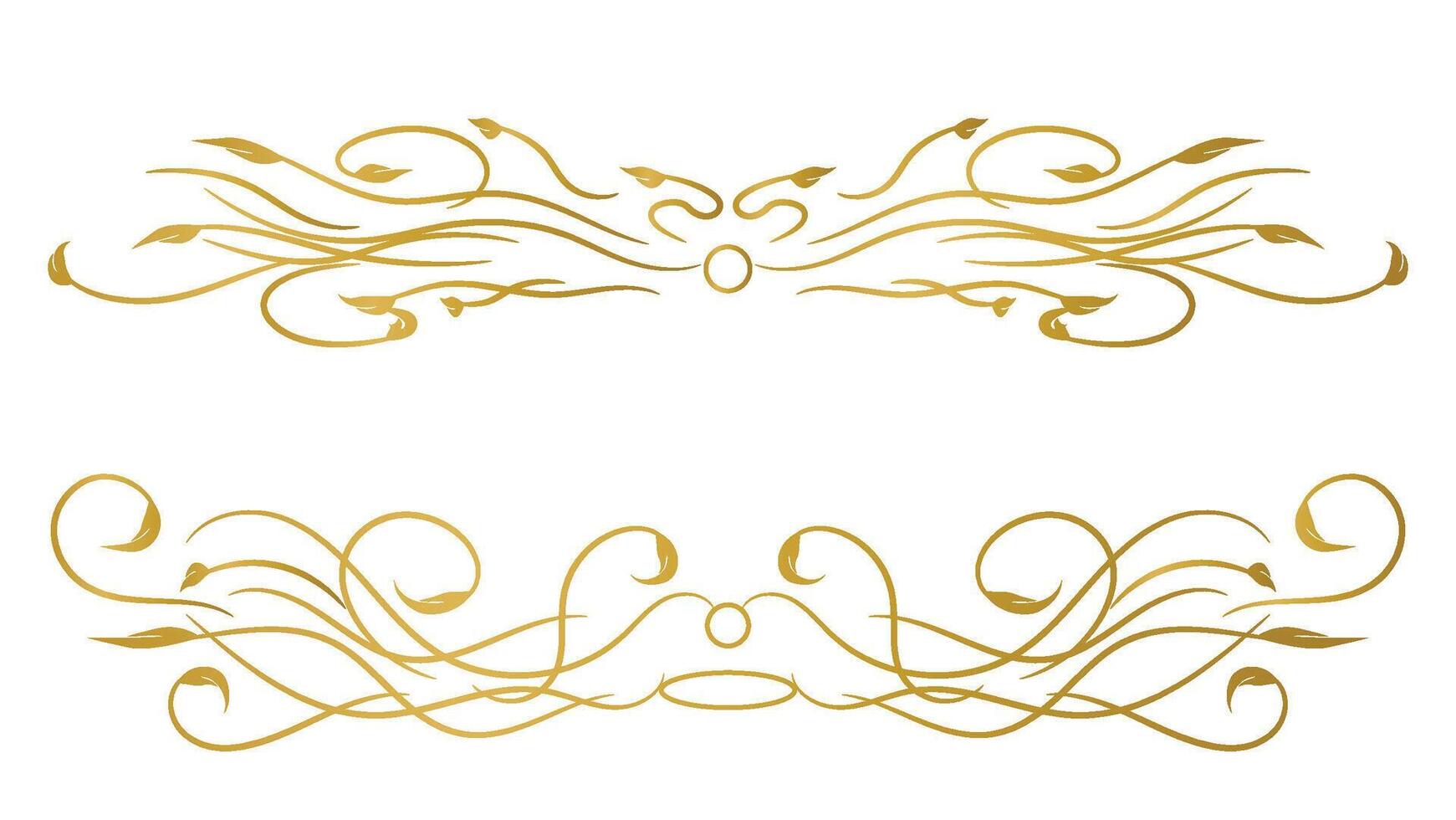 gold calligraphy line isolated on white background. text divider element and art frame decoration vector