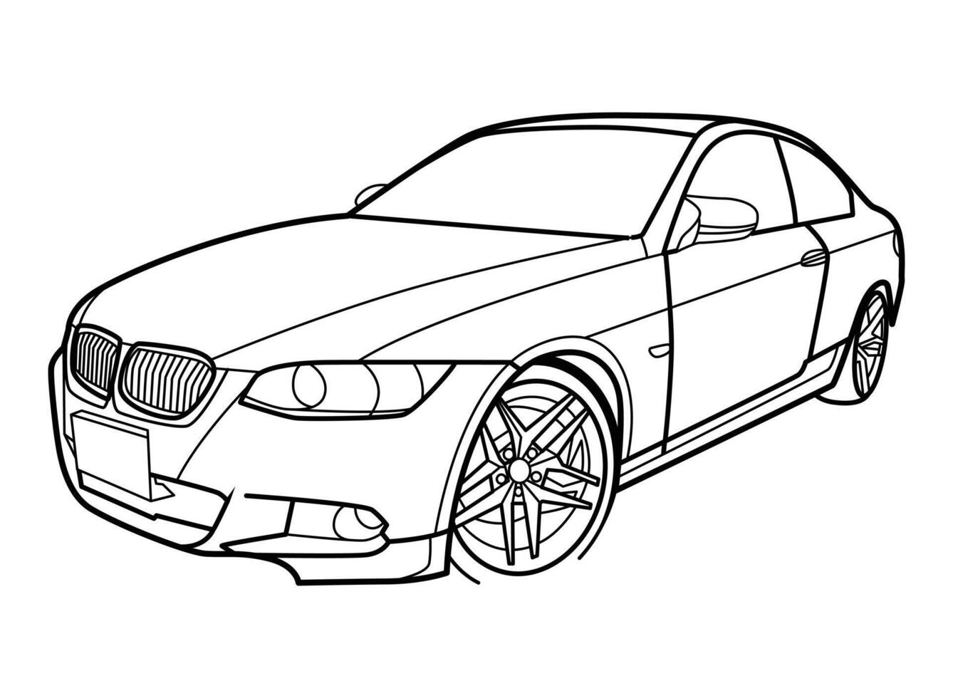 Classic SUV car line art illustration metal wall art vector