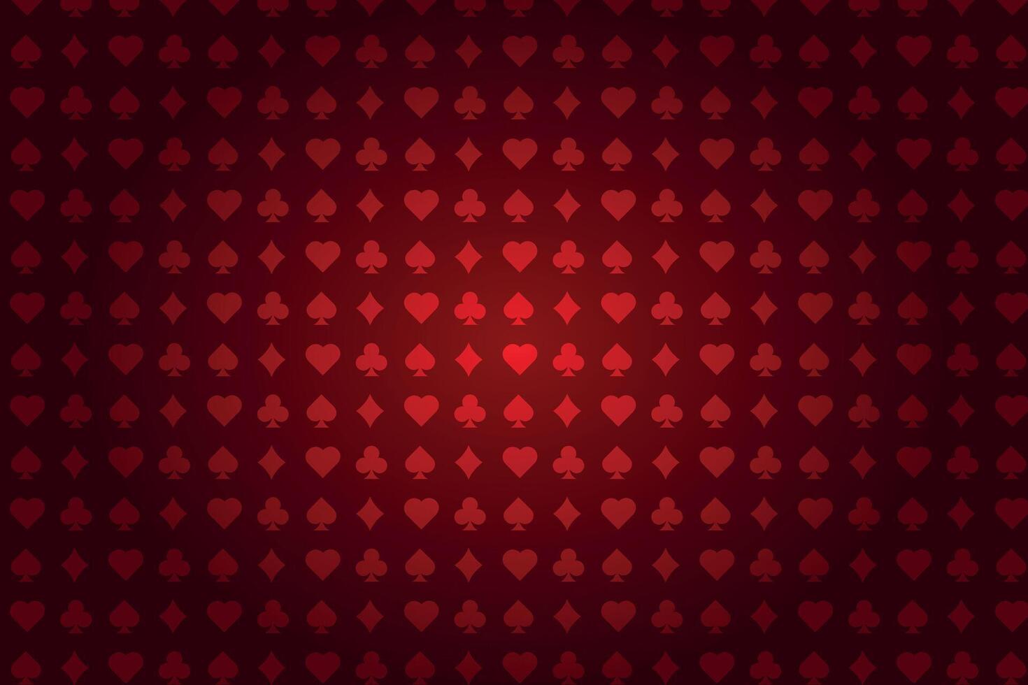 Red background with card suits. Picture of spades, hearts, diamonds, clubs. Casino background. vector