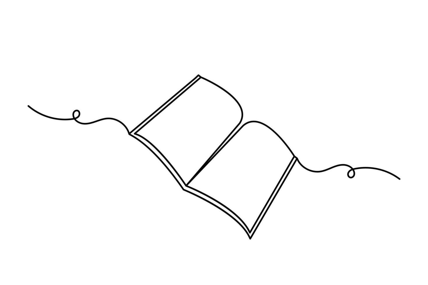 Continuous one line drawing of opening book simple icon vector