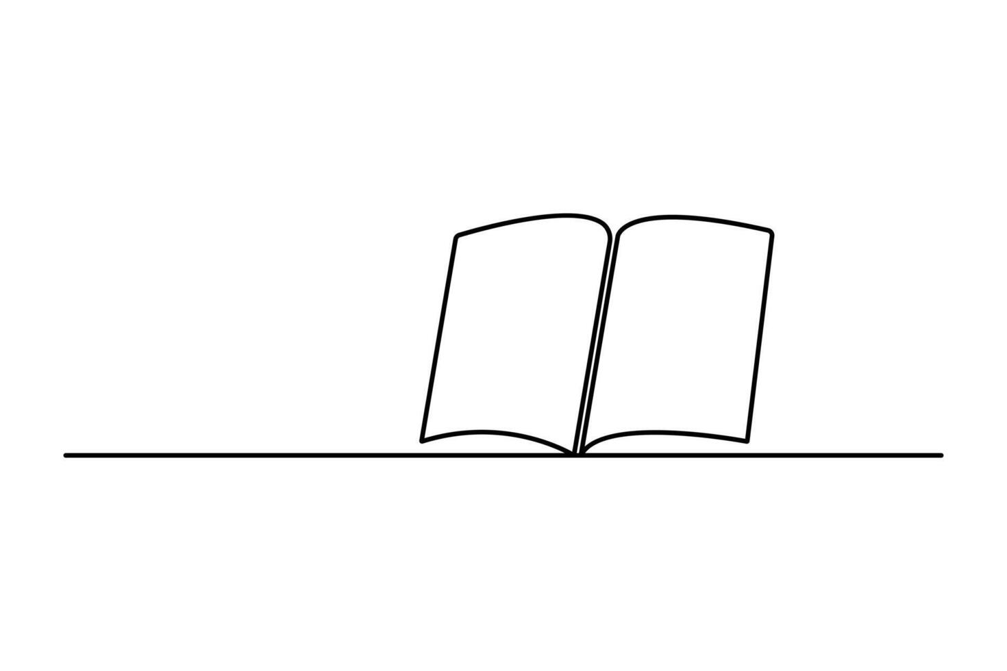 Continuous one line drawing and opening book symbol illustration. vector