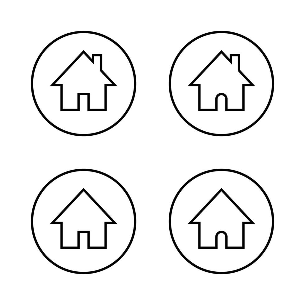 Homepage, home outline icon set on circle line. Web house page sign symbol vector