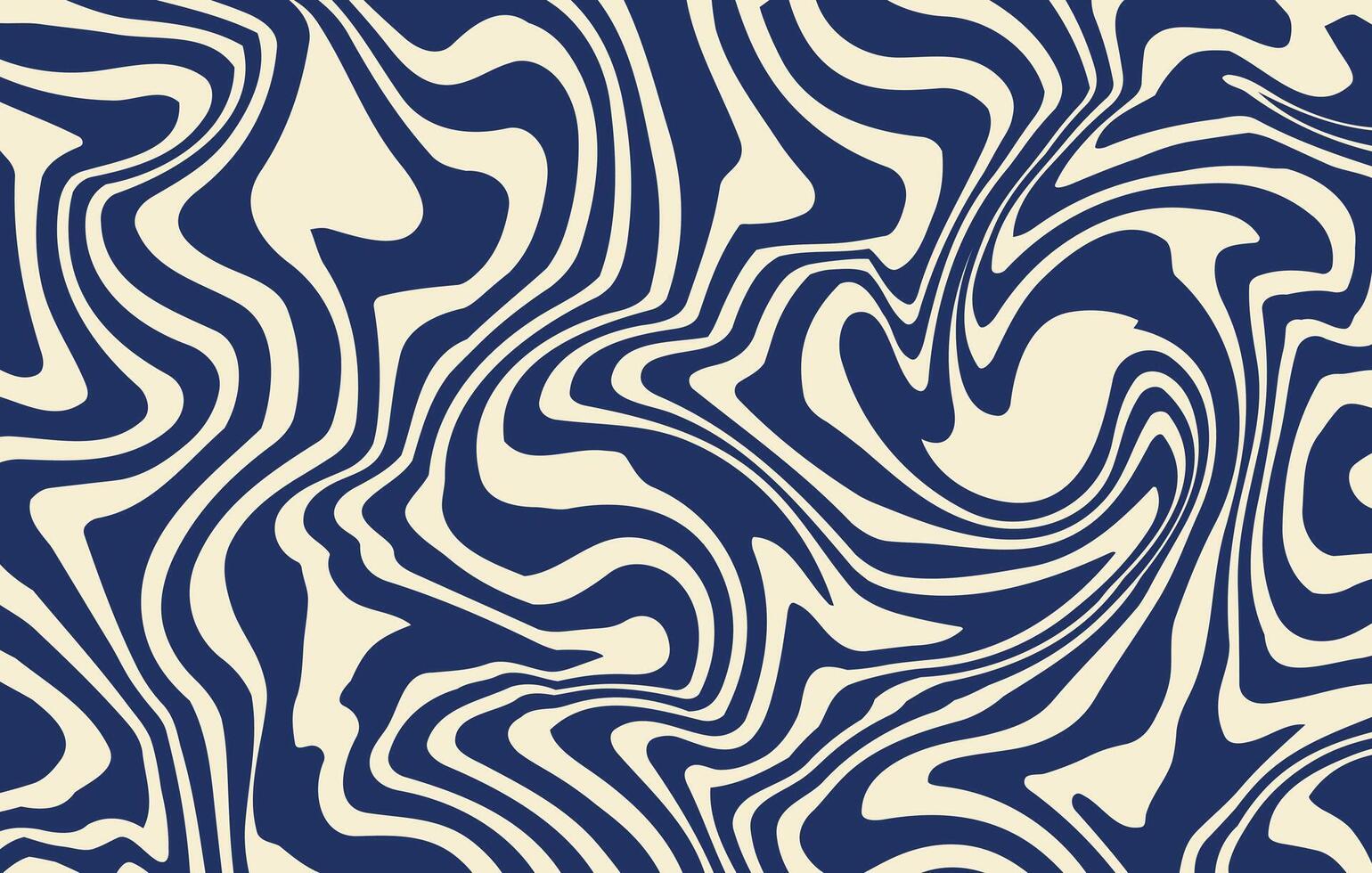 Abstract horizontal background with dynamic waves. Trendy illustration in style retro 60s, 70s. Beige and blue colors vector