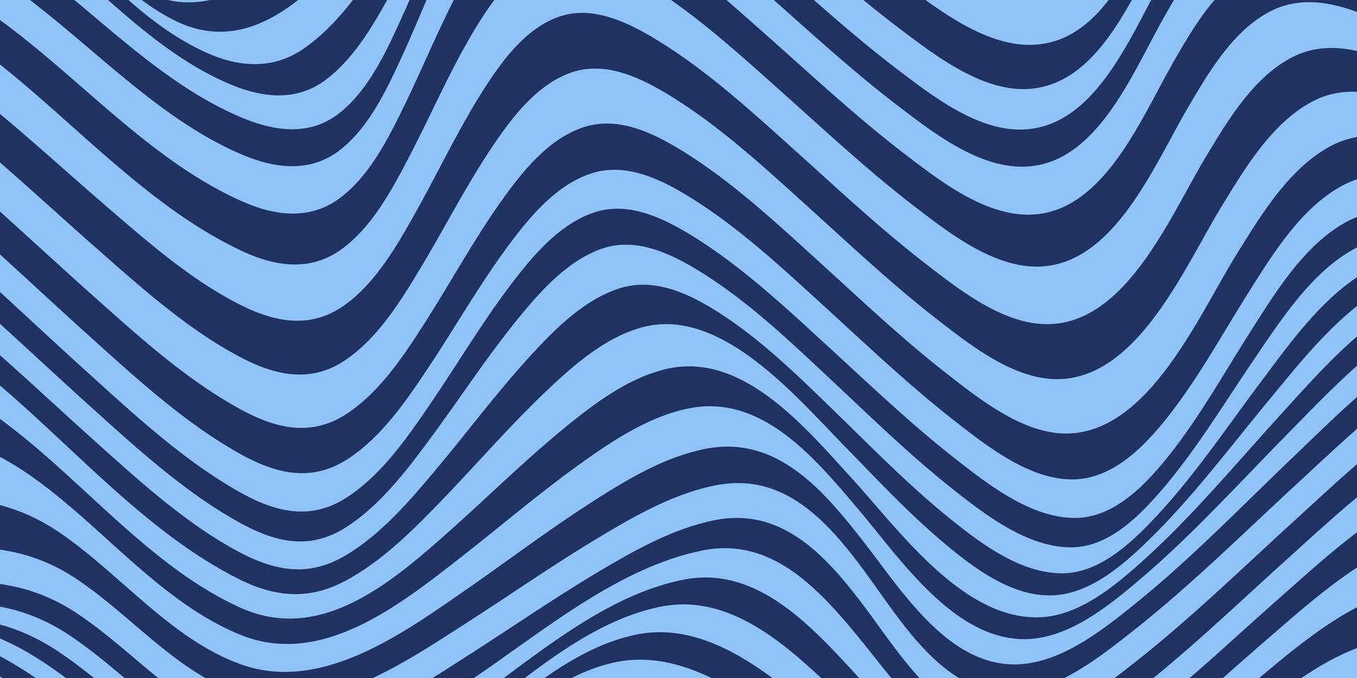 Abstract horizontal background with dynamic waves. Trendy illustration in style retro 60s, 70s. Blue colors vector