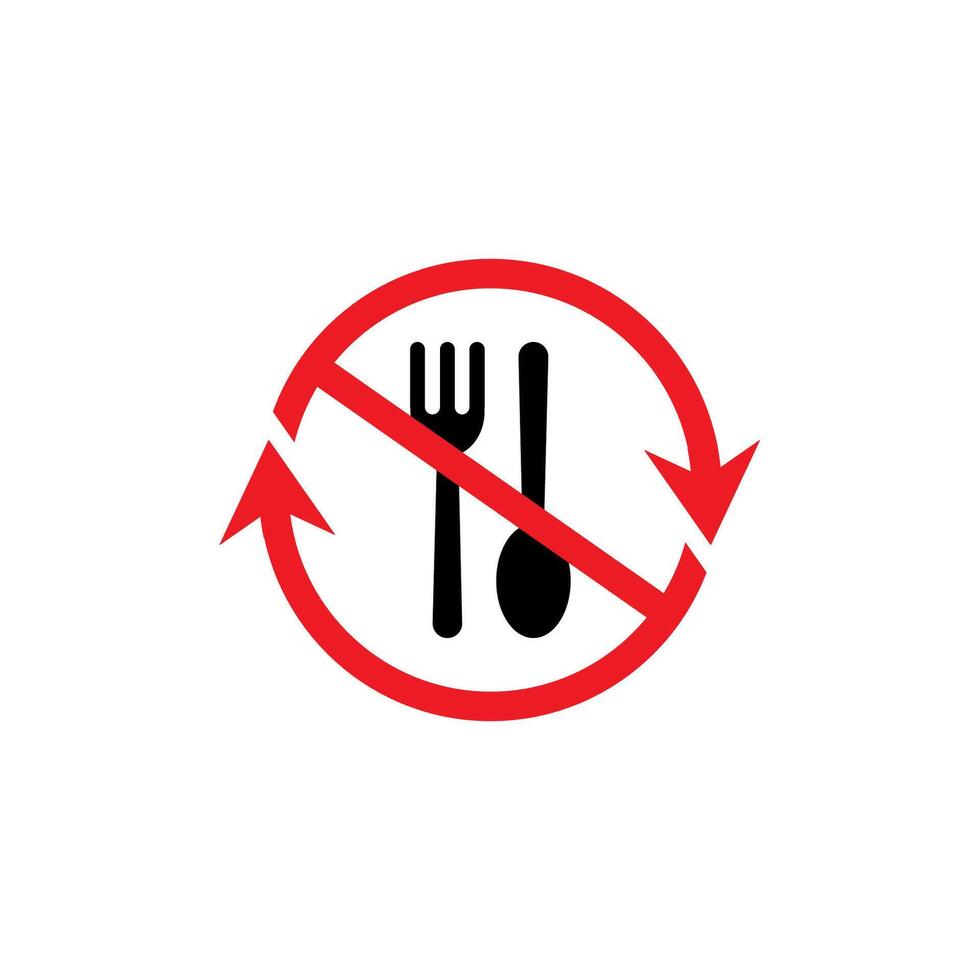 Say no to plastic fork and spoon red prohibition sign. Save environment and ecology of earth. vector