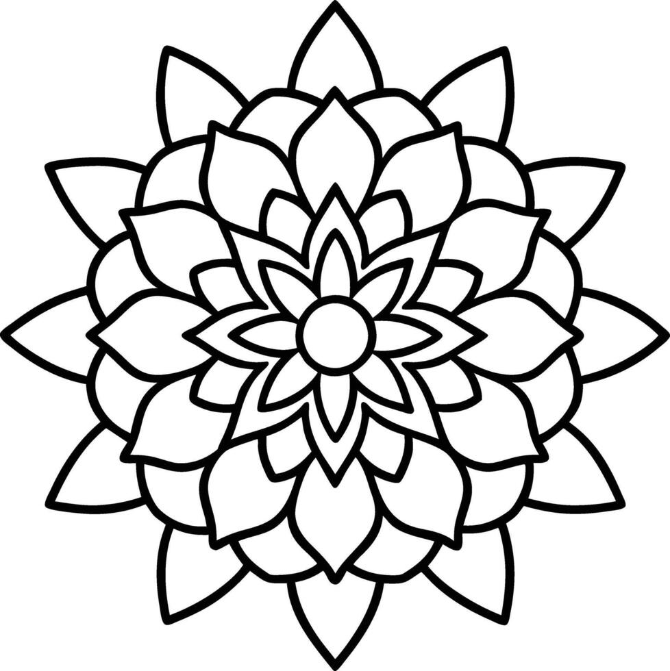 Coloring Page of Flower Line Drawing vector
